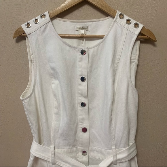 Shoshanna Anya Sleeveless Flounce Cotton Belted Mini Dress White Size 12 NWT New - Picture 3 of 16